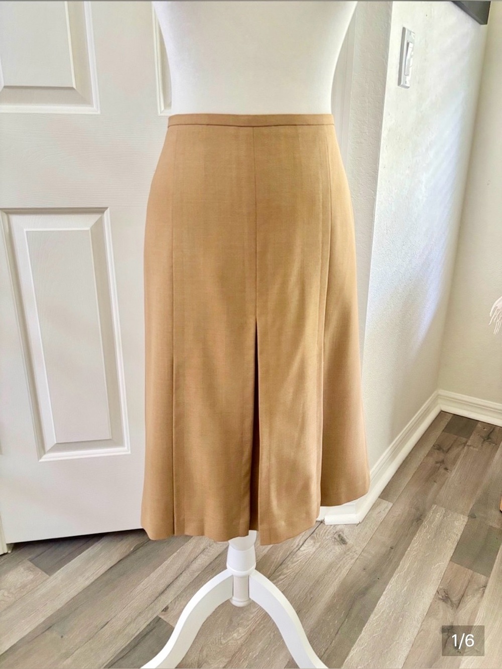 Ann Taylor Classic Camel A-Line Midi Skirt